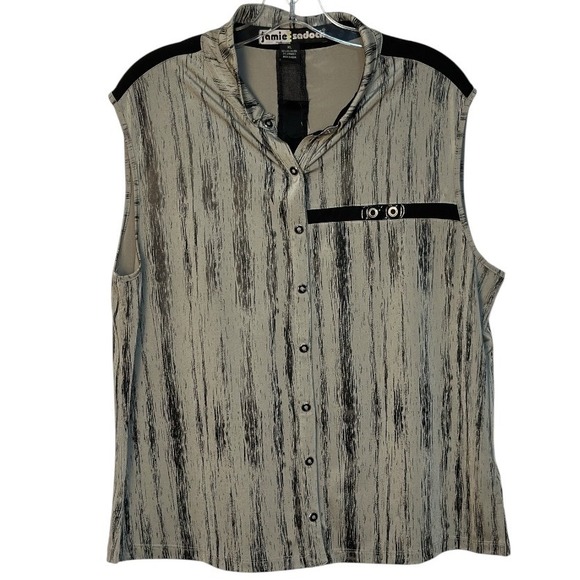 Jamie Sadock Sleeveless Golf Shirt  Mock Neck Snap Down Sportswear Polo Gray XL - Picture 1 of 4